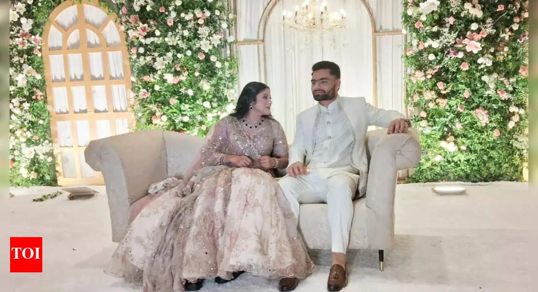 Priya Saroj’s dreamy pink lehenga, Rinku Singh’s white sherwani: Celebrity couple serve major style goals at their engagement